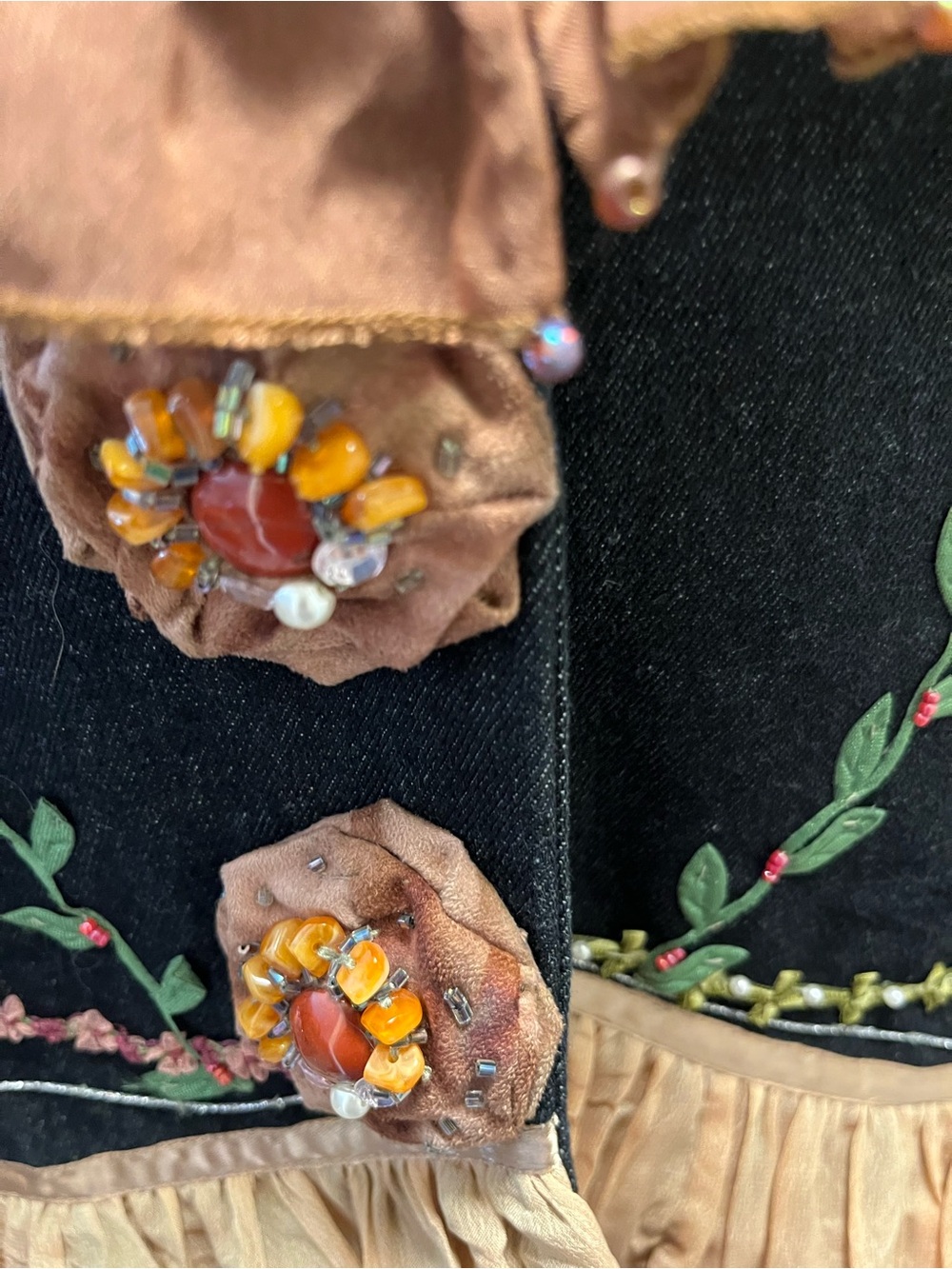 Mary Frances Embellished and Embroidered Denim Jacket Featuring Whimsical Floral - Picture 10 of 16